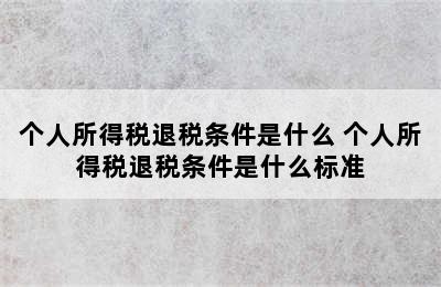 个人所得税退税条件是什么 个人所得税退税条件是什么标准